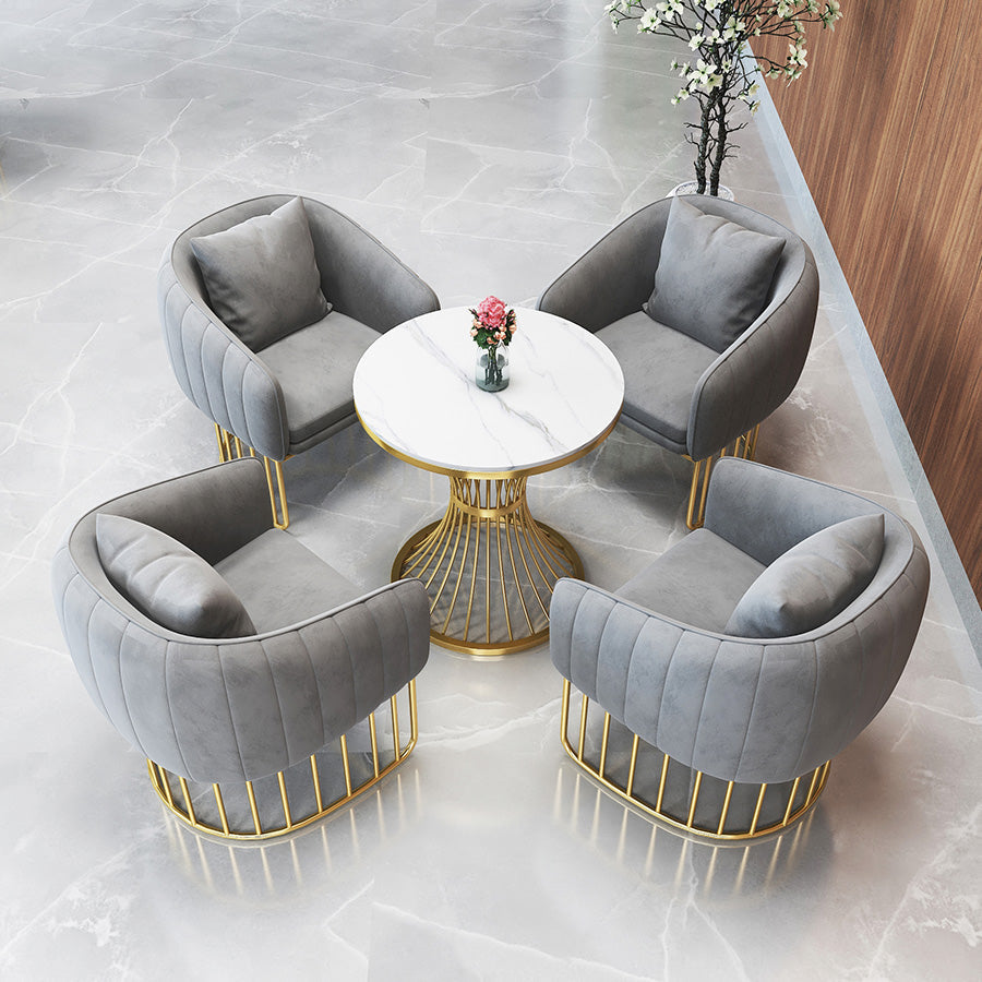 Sintered Stone Scandinavian Dining¬†Room¬†Table¬†Set with Round Table and Metal Base Dinette Set Clearhalo 'Dining Room Sets' 'Dining Tables & Seating' 'dining_room_set' 'furn' 'furn_dining_room_set' 'Furniture' 'furniture_dining_room_set' 'Kitchen & Dining Furniture' 'Kitchen Furniture' 'kitchen&dining_furn' 'kitchen' '„Éõ„Éº„É†' 3491201