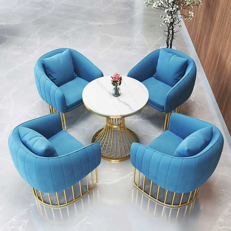 Sintered Stone Scandinavian Dining¬†Room¬†Table¬†Set with Round Table and Metal Base Dinette Set Clearhalo 'Dining Room Sets' 'Dining Tables & Seating' 'dining_room_set' 'furn' 'furn_dining_room_set' 'Furniture' 'furniture_dining_room_set' 'Kitchen & Dining Furniture' 'Kitchen Furniture' 'kitchen&dining_furn' 'kitchen' '„Éõ„Éº„É†' 3491202