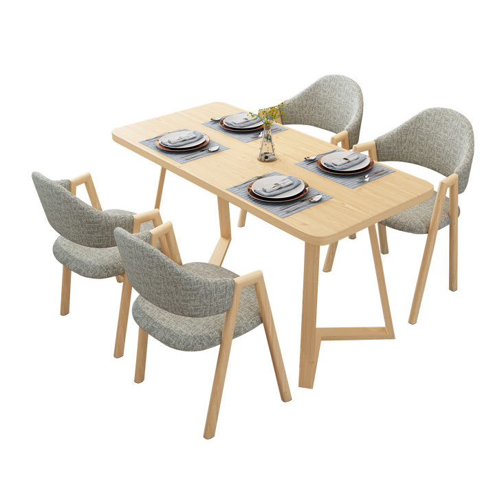 Fixed Contemporary Solid Wood Dining Room Set with Rectangle Shape Dining Set for Restaurant Clearhalo 'Dining Room Sets' 'Dining Tables & Seating' 'dining_room_set' 'furn' 'furn_dining_room_set' 'Furniture' 'furniture_dining_room_set' 'Kitchen & Dining Furniture' 'kitchen&dining_furn' 'kitchen' 3491211