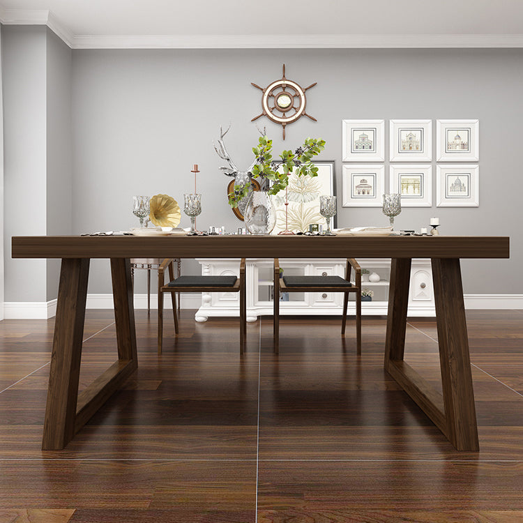 Fixed Solid Wood Top Kitchen Table Set with Double Pedestal Base Dining Table Sets for Home Clearhalo 'Dining Room Sets' 'Dining Tables & Seating' 'dining_room_set' 'furn' 'furn_dining_room_set' 'Furniture' 'furniture_dining_room_set' 'Kitchen & Dining Furniture' 'kitchen&dining_furn' 'kitchen' 3491228