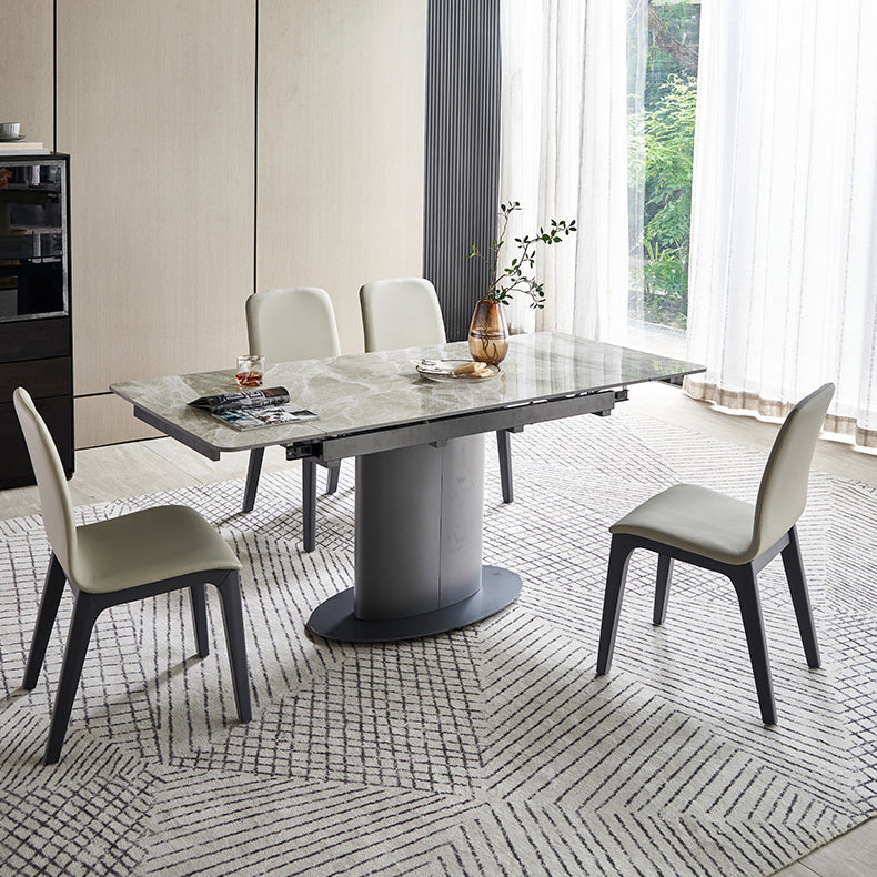 Contemporary Sintered Stone Dining Room Set Rectangle Dining Set with Built-in Storage Layer Clearhalo 'Dining Room Sets' 'Dining Tables & Seating' 'dining_room_set' 'furn' 'furn_dining_room_set' 'Furniture' 'furniture_dining_room_set' 'Kitchen & Dining Furniture' 'kitchen&dining_furn' 'kitchen' 3491243