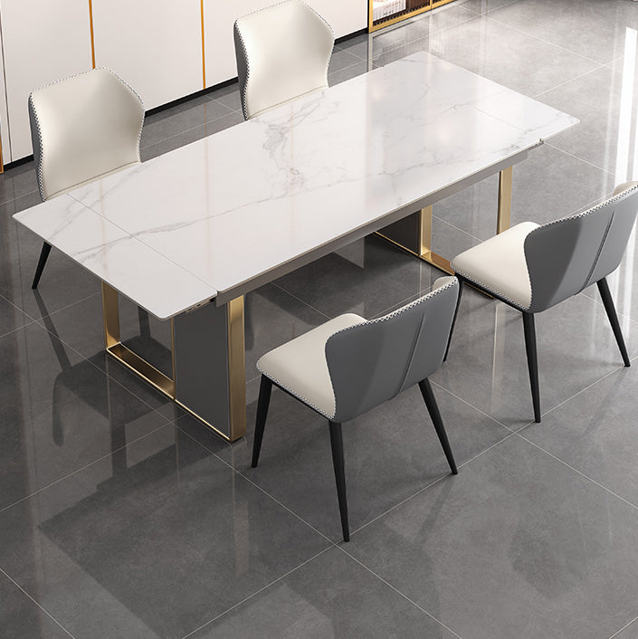 Scandinavian Sintered Stone Dining Room Set with Rectangle Table and Self-StoringLeaf Dining Set 5 Piece Set Clearhalo 'Dining Room Sets' 'Dining Tables & Seating' 'dining_room_set' 'furn' 'furn_dining_room_set' 'Furniture' 'furniture_dining_room_set' 'Kitchen & Dining Furniture' 'kitchen&dining_furn' 'kitchen' 3491253