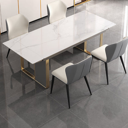 Scandinavian Sintered Stone Dining Room Set with Rectangle Table and Self-StoringLeaf Dining Set 5 Piece Set Clearhalo 'Dining Room Sets' 'Dining Tables & Seating' 'dining_room_set' 'furn' 'furn_dining_room_set' 'Furniture' 'furniture_dining_room_set' 'Kitchen & Dining Furniture' 'kitchen&dining_furn' 'kitchen' 3491253