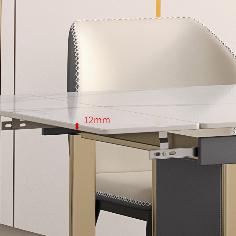 Scandinavian Sintered Stone Dining Room Set with Rectangle Table and Self-StoringLeaf Dining Set Clearhalo 'Dining Room Sets' 'Dining Tables & Seating' 'dining_room_set' 'furn' 'furn_dining_room_set' 'Furniture' 'furniture_dining_room_set' 'Kitchen & Dining Furniture' 'kitchen&dining_furn' 'kitchen' 3491258