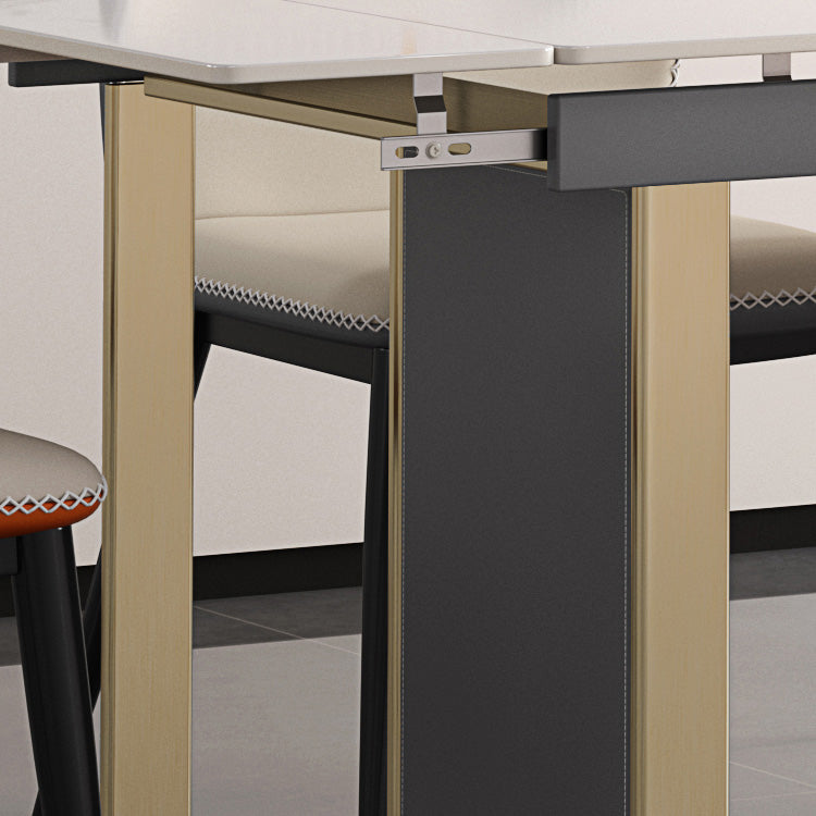 Scandinavian Sintered Stone Dining Room Set with Rectangle Table and Self-StoringLeaf Dining Set Clearhalo 'Dining Room Sets' 'Dining Tables & Seating' 'dining_room_set' 'furn' 'furn_dining_room_set' 'Furniture' 'furniture_dining_room_set' 'Kitchen & Dining Furniture' 'kitchen&dining_furn' 'kitchen' 3491261