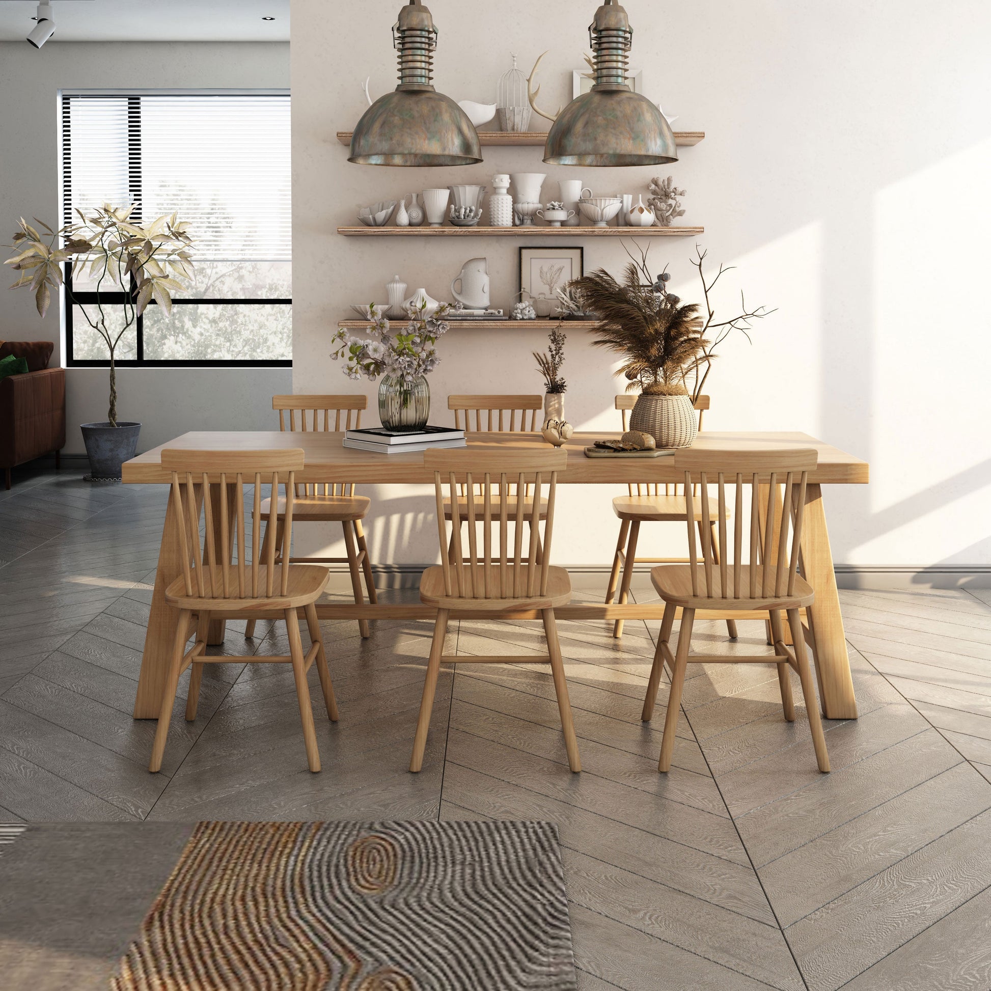 Square Modern Style Dining Room Set Solid Wood Dining Furniture Set with Trestle Table Clearhalo 'Dining Room Sets' 'Dining Tables & Seating' 'dining_room_set' 'furn' 'furn_dining_room_set' 'Furniture' 'furniture_dining_room_set' 'Kitchen & Dining Furniture' 'kitchen&dining_furn' 'kitchen' 3491264