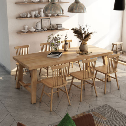 Square Modern Style Dining Room Set Solid Wood Dining Furniture Set with Trestle Table 7 Piece Set Clearhalo 'Dining Room Sets' 'Dining Tables & Seating' 'dining_room_set' 'furn' 'furn_dining_room_set' 'Furniture' 'furniture_dining_room_set' 'Kitchen & Dining Furniture' 'kitchen&dining_furn' 'kitchen' 3491265