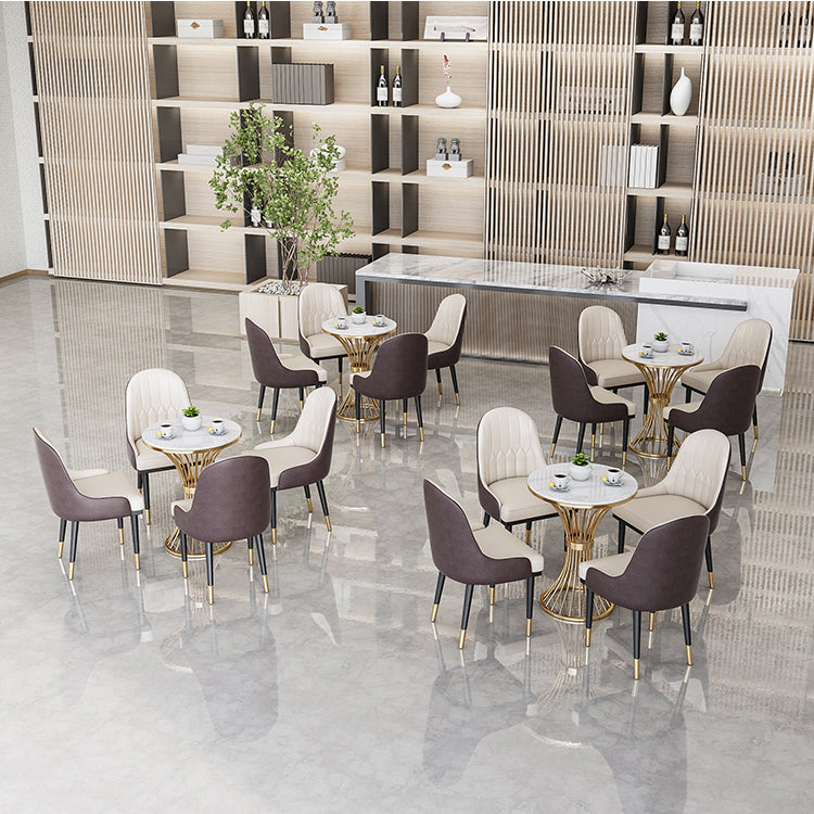 Round Scandinavian Style Dining Room Set Sintered Stone Dining Furniture Set with Metallic Base Clearhalo 'Dining Room Sets' 'Dining Tables & Seating' 'dining_room_set' 'furn' 'furn_dining_room_set' 'Furniture' 'furniture_dining_room_set' 'Kitchen & Dining Furniture' 'kitchen&dining_furn' 'kitchen' 3491292