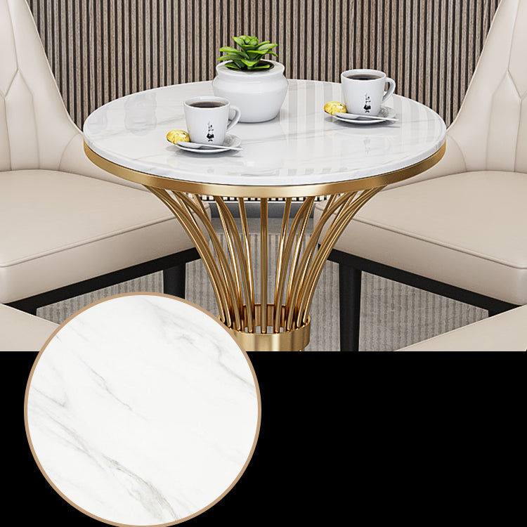 Round Scandinavian Style Dining Room Set Sintered Stone Dining Furniture Set with Metallic Base Clearhalo 'Dining Room Sets' 'Dining Tables & Seating' 'dining_room_set' 'furn' 'furn_dining_room_set' 'Furniture' 'furniture_dining_room_set' 'Kitchen & Dining Furniture' 'kitchen&dining_furn' 'kitchen' 3491295