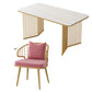 Scandinavian Sintered Stone Dining Room Furniture with Double Pedestal Table Dining Table Sets Pink 7 Piece Set Clearhalo 'Dining Room Sets' 'Dining Tables & Seating' 'dining_room_set' 'furn' 'furn_dining_room_set' 'Furniture' 'furniture_dining_room_set' 'Kitchen & Dining Furniture' 'kitchen&dining_furn' 'kitchen' 3491301