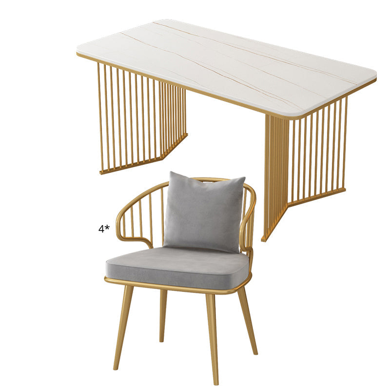 Scandinavian Sintered Stone Dining Room Furniture with Double Pedestal Table Dining Table Sets Grey 5 Piece Set Clearhalo 'Dining Room Sets' 'Dining Tables & Seating' 'dining_room_set' 'furn' 'furn_dining_room_set' 'Furniture' 'furniture_dining_room_set' 'Kitchen & Dining Furniture' 'kitchen&dining_furn' 'kitchen' 3491304