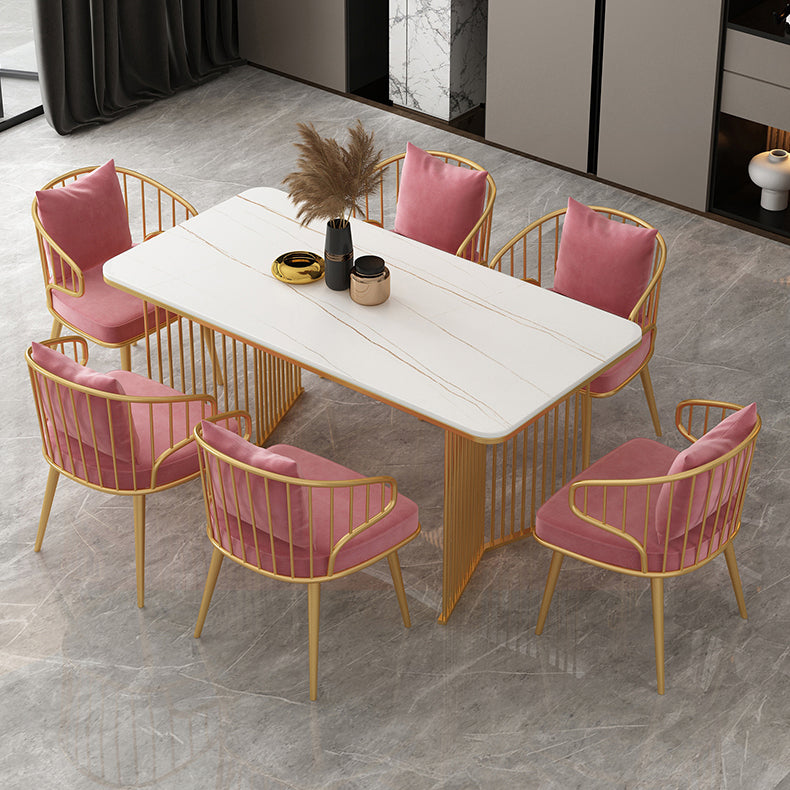 Scandinavian Sintered Stone Dining Room Furniture with Double Pedestal Table Dining Table Sets Clearhalo 'Dining Room Sets' 'Dining Tables & Seating' 'dining_room_set' 'furn' 'furn_dining_room_set' 'Furniture' 'furniture_dining_room_set' 'Kitchen & Dining Furniture' 'kitchen&dining_furn' 'kitchen' 3491307