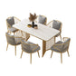 Scandinavian Sintered Stone Dining Room Furniture with Double Pedestal Table Dining Table Sets Clearhalo 'Dining Room Sets' 'Dining Tables & Seating' 'dining_room_set' 'furn' 'furn_dining_room_set' 'Furniture' 'furniture_dining_room_set' 'Kitchen & Dining Furniture' 'kitchen&dining_furn' 'kitchen' 3491308