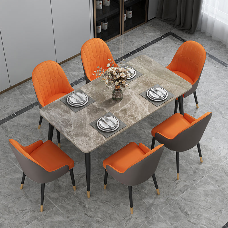 Rectangle Contemporary Style Dining Room Set Sintered Stone Dining Furniture Set with 4 Legs Table Clearhalo 'Dining Room Sets' 'Dining Tables & Seating' 'dining_room_set' 'furn' 'furn_dining_room_set' 'Furniture' 'furniture_dining_room_set' 'Kitchen & Dining Furniture' 'kitchen&dining_furn' 'kitchen' 3491321