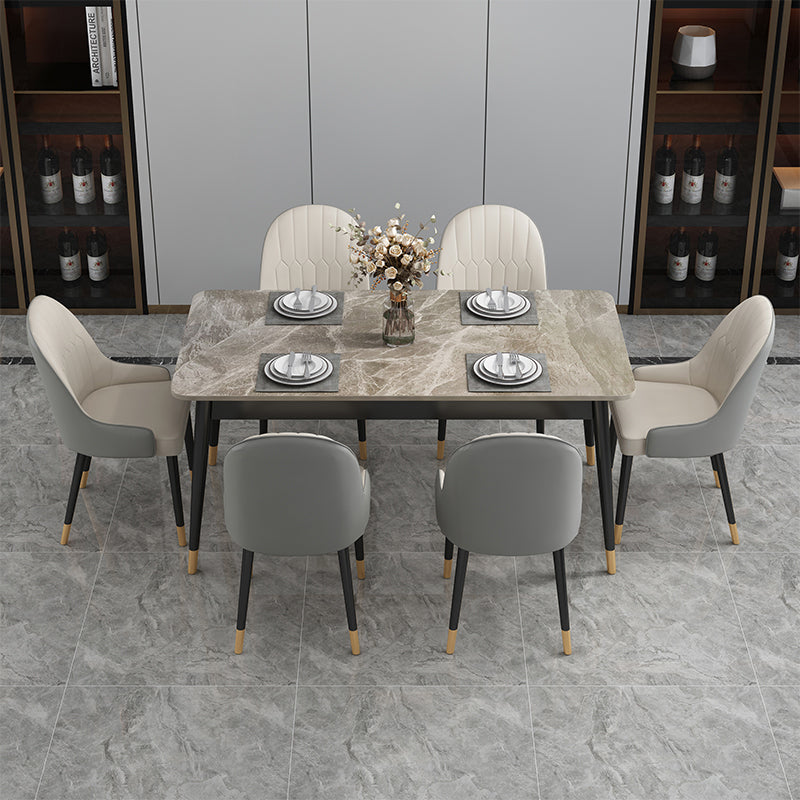 Rectangle Contemporary Style Dining Room Set Sintered Stone Dining Furniture Set with 4 Legs Table Clearhalo 'Dining Room Sets' 'Dining Tables & Seating' 'dining_room_set' 'furn' 'furn_dining_room_set' 'Furniture' 'furniture_dining_room_set' 'Kitchen & Dining Furniture' 'kitchen&dining_furn' 'kitchen' 3491322
