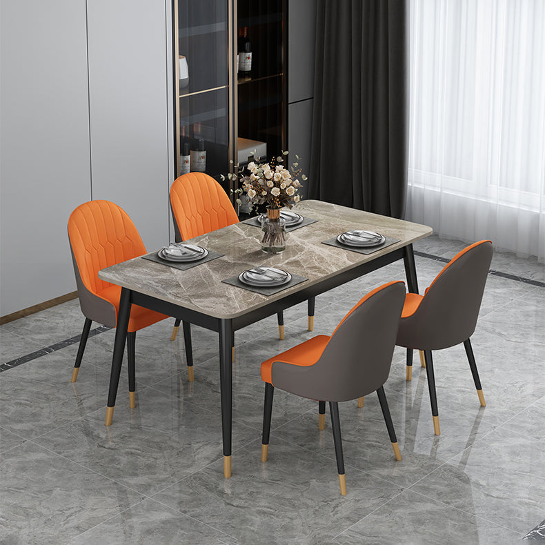 Rectangle Contemporary Style Dining Room Set Sintered Stone Dining Furniture Set with 4 Legs Table Clearhalo 'Dining Room Sets' 'Dining Tables & Seating' 'dining_room_set' 'furn' 'furn_dining_room_set' 'Furniture' 'furniture_dining_room_set' 'Kitchen & Dining Furniture' 'kitchen&dining_furn' 'kitchen' 3491335