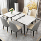 Contemporary Rectangle Dinette Set Sintered Stone Top Dining Table Furniture with Removable Leaf 7 Piece Set Clearhalo 'Dining Room Sets' 'Dining Tables & Seating' 'dining_room_set' 'furn' 'furn_dining_room_set' 'Furniture' 'furniture_dining_room_set' 'Kitchen & Dining Furniture' 'kitchen&dining_furn' 'kitchen' 3491340