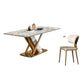 Modern Style Sintered Stone Dining Table with White Fixed Table and Trestle Base for Home Use 5 Piece Set Clearhalo 'Dining Room Sets' 'Dining Tables & Seating' 'dining_room_set' 'furn' 'furn_dining_room_set' 'Furniture' 'furniture_dining_room_set' 'Kitchen & Dining Furniture' 'kitchen&dining_furn' 'kitchen' 3491351
