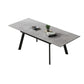 Contemporary Style Sintered Stone Dining Table with Grey Fixed Table and 4 Black Legs Base Clearhalo 'Dining Room Sets' 'Dining Tables & Seating' 'dining_room_set' 'furn' 'furn_dining_room_set' 'Furniture' 'furniture_dining_room_set' 'Kitchen & Dining Furniture' 'kitchen&dining_furn' 'kitchen' 3491382
