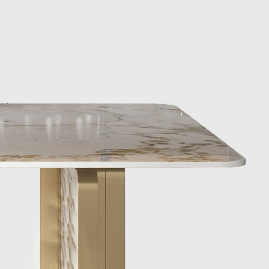 Contemporary Style Sintered Stone Dining Table with White Fixed Table and Double Pedestal Base Clearhalo 'Dining Room Sets' 'Dining Tables & Seating' 'dining_room_set' 'furn' 'furn_dining_room_set' 'Furniture' 'furniture_dining_room_set' 'Kitchen & Dining Furniture' 'kitchen&dining_furn' 'kitchen' 3491398