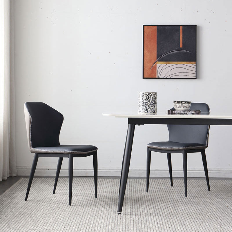 Contemporary Style Sintered Stone Dining Table with White Fixed Table and 4 Legs Base Clearhalo 'Dining Room Sets' 'Dining Tables & Seating' 'dining_room_set' 'furn' 'furn_dining_room_set' 'Furniture' 'furniture_dining_room_set' 'Kitchen & Dining Furniture' 'kitchen&dining_furn' 'kitchen' 3491417