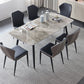 Contemporary Style Sintered Stone Dining Table with Grey Fixed Table and 4 Legs Base Clearhalo 'Dining Room Sets' 'Dining Tables & Seating' 'dining_room_set' 'furn' 'furn_dining_room_set' 'Furniture' 'furniture_dining_room_set' 'Kitchen & Dining Furniture' 'kitchen&dining_furn' 'kitchen' 3491425