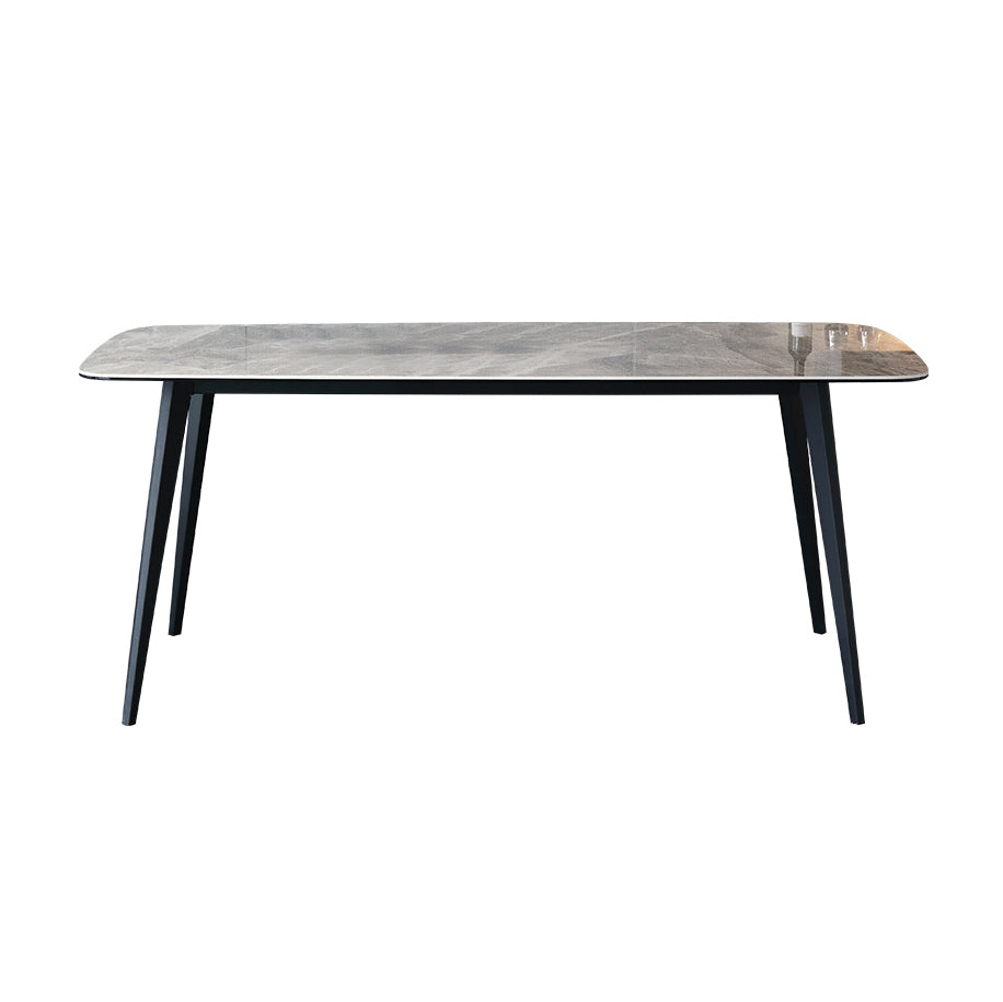 Contemporary Style Sintered Stone Dining Table with Grey Fixed Table and 4 Legs Base Clearhalo 'Dining Room Sets' 'Dining Tables & Seating' 'dining_room_set' 'furn' 'furn_dining_room_set' 'Furniture' 'furniture_dining_room_set' 'Kitchen & Dining Furniture' 'kitchen&dining_furn' 'kitchen' 3491431