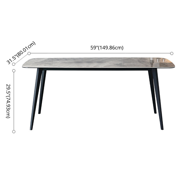 Contemporary Style Sintered Stone Dining Table with Grey Fixed Table and 4 Legs Base Clearhalo 'Dining Room Sets' 'Dining Tables & Seating' 'dining_room_set' 'furn' 'furn_dining_room_set' 'Furniture' 'furniture_dining_room_set' 'Kitchen & Dining Furniture' 'kitchen&dining_furn' 'kitchen' 3491439