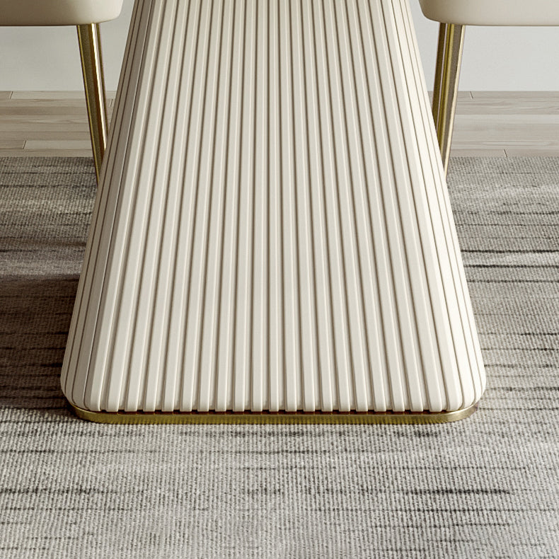 Contemporary Style Sintered Stone Dining Table with White Fixed Table and Pedestal Base Clearhalo 'Dining Room Sets' 'Dining Tables & Seating' 'dining_room_set' 'furn' 'furn_dining_room_set' 'Furniture' 'furniture_dining_room_set' 'Kitchen & Dining Furniture' 'kitchen&dining_furn' 'kitchen' 3491463