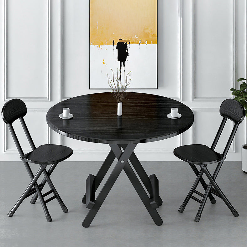 Contemporary Style Traditional Height Dining Set with Black Folding Table and Chairs 3 Piece Set Clearhalo 'Dining Room Sets' 'Dining Tables & Seating' 'dining_room_set' 'furn' 'furn_dining_room_set' 'Furniture' 'furniture_dining_room_set' 'Kitchen & Dining Furniture' 'kitchen&dining_furn' 'kitchen' 3491501