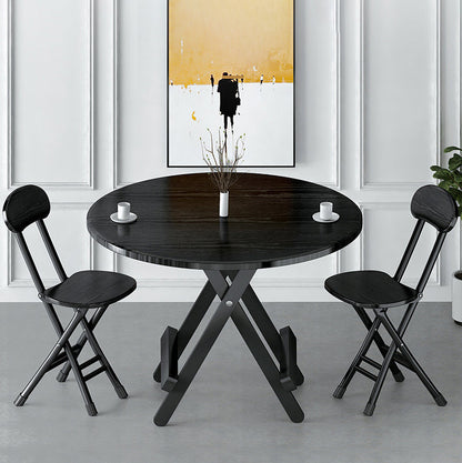 Contemporary Style Traditional Height Dining Set with Black Folding Table and Chairs 3 Piece Set Clearhalo 'Dining Room Sets' 'Dining Tables & Seating' 'dining_room_set' 'furn' 'furn_dining_room_set' 'Furniture' 'furniture_dining_room_set' 'Kitchen & Dining Furniture' 'kitchen&dining_furn' 'kitchen' 3491501