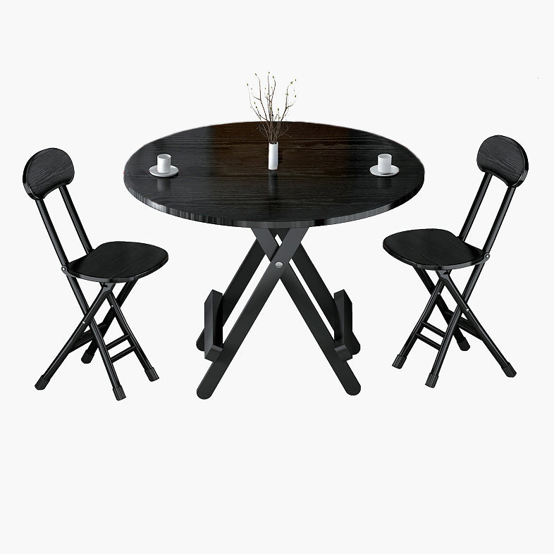 Contemporary Style Traditional Height Dining Set with Black Folding Table and Chairs Clearhalo 'Dining Room Sets' 'Dining Tables & Seating' 'dining_room_set' 'furn' 'furn_dining_room_set' 'Furniture' 'furniture_dining_room_set' 'Kitchen & Dining Furniture' 'kitchen&dining_furn' 'kitchen' 3491505