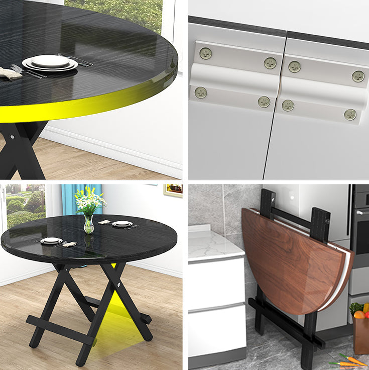 Contemporary Style Traditional Height Dining Set with Black Folding Table and Chairs Clearhalo 'Dining Room Sets' 'Dining Tables & Seating' 'dining_room_set' 'furn' 'furn_dining_room_set' 'Furniture' 'furniture_dining_room_set' 'Kitchen & Dining Furniture' 'kitchen&dining_furn' 'kitchen' 3491506