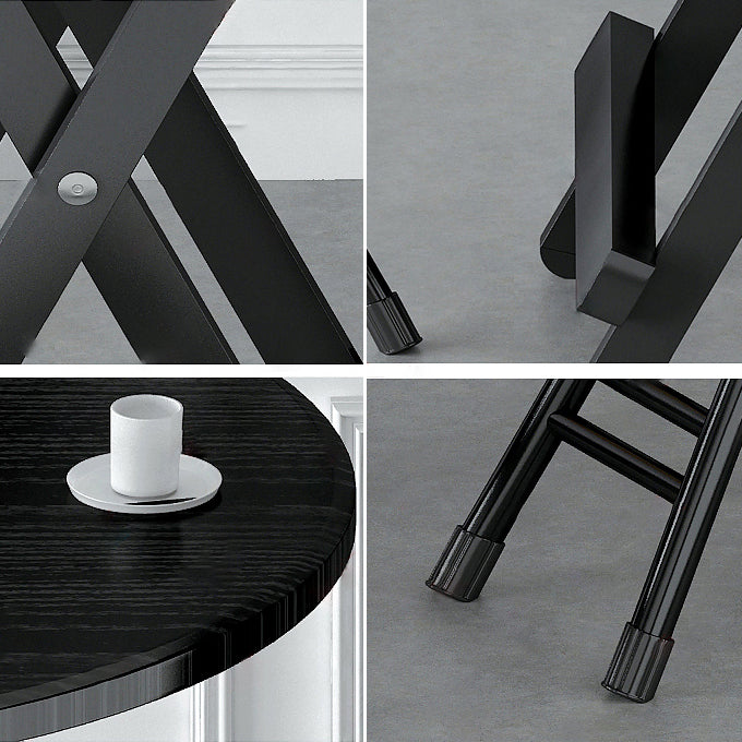 Contemporary Style Traditional Height Dining Set with Black Folding Table and Chairs Clearhalo 'Dining Room Sets' 'Dining Tables & Seating' 'dining_room_set' 'furn' 'furn_dining_room_set' 'Furniture' 'furniture_dining_room_set' 'Kitchen & Dining Furniture' 'kitchen&dining_furn' 'kitchen' 3491507