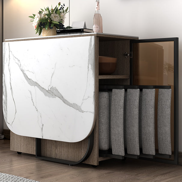 Modern Style Traditional Height Dining Set with Drop Leaf Table and Trestle Base Clearhalo 'Dining Room Sets' 'Dining Tables & Seating' 'dining_room_set' 'Furniture' 'furniture_dining_room_set' 'Kitchen & Dining Furniture' 'kitchen&dining_furn' 'kitchen' 3491515