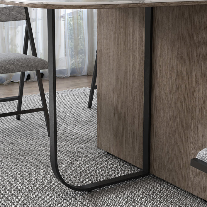 Modern Style Traditional Height Dining Set with Drop Leaf Table and Trestle Base Clearhalo 'Dining Room Sets' 'Dining Tables & Seating' 'dining_room_set' 'Furniture' 'furniture_dining_room_set' 'Kitchen & Dining Furniture' 'kitchen&dining_furn' 'kitchen' 3491522