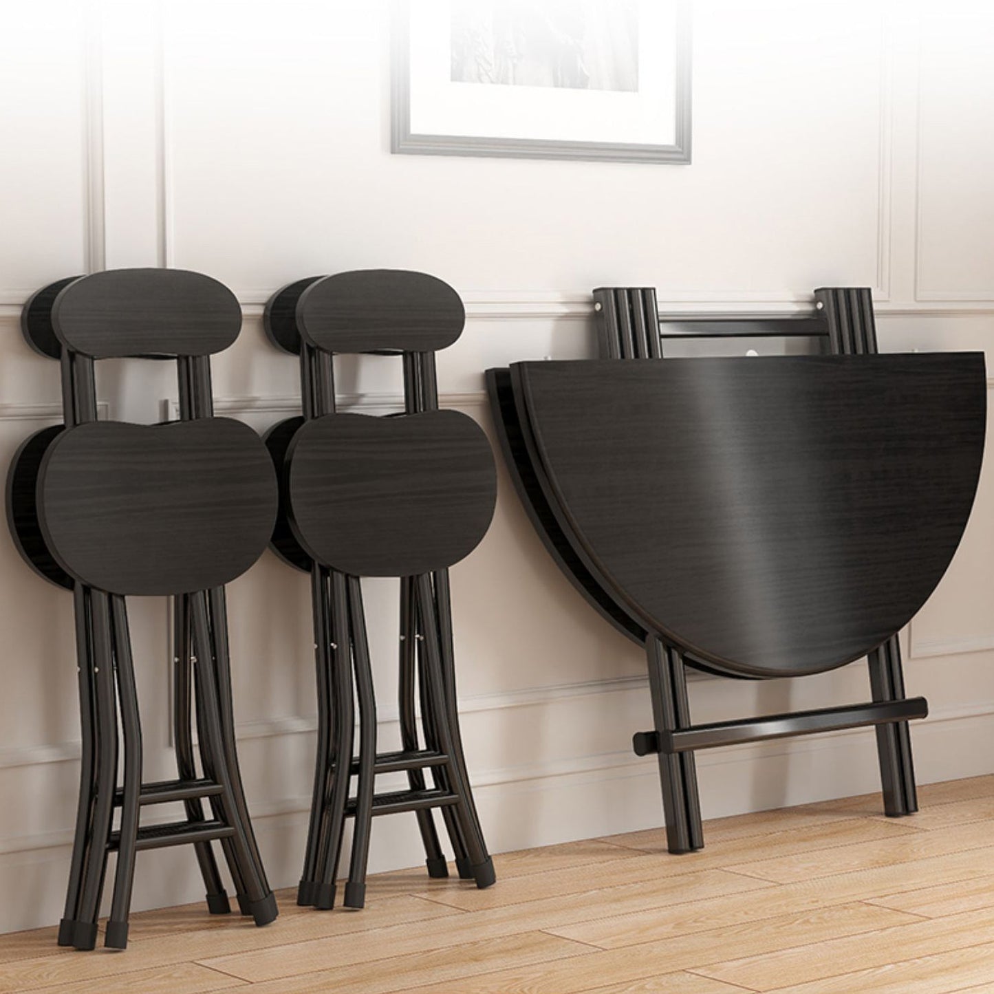 Contemporary Style Traditional Height Dining Set with Folding Table and Chairs Clearhalo 'Dining Room Sets' 'Dining Tables & Seating' 'dining_room_set' 'furn' 'furn_dining_room_set' 'Furniture' 'furniture_dining_room_set' 'Kitchen & Dining Furniture' 'kitchen&dining_furn' 'kitchen' 3491552