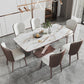 Modern Style Sintered Stone Dining Room Set with Fixed Rectangle Shape Table and Trestle Base Clearhalo 'Dining Room Sets' 'Dining Tables & Seating' 'dining_room_set' 'furn' 'furn_dining_room_set' 'Furniture' 'furniture_dining_room_set' 'Kitchen & Dining Furniture' 'kitchen&dining_furn' 'kitchen' 3491556