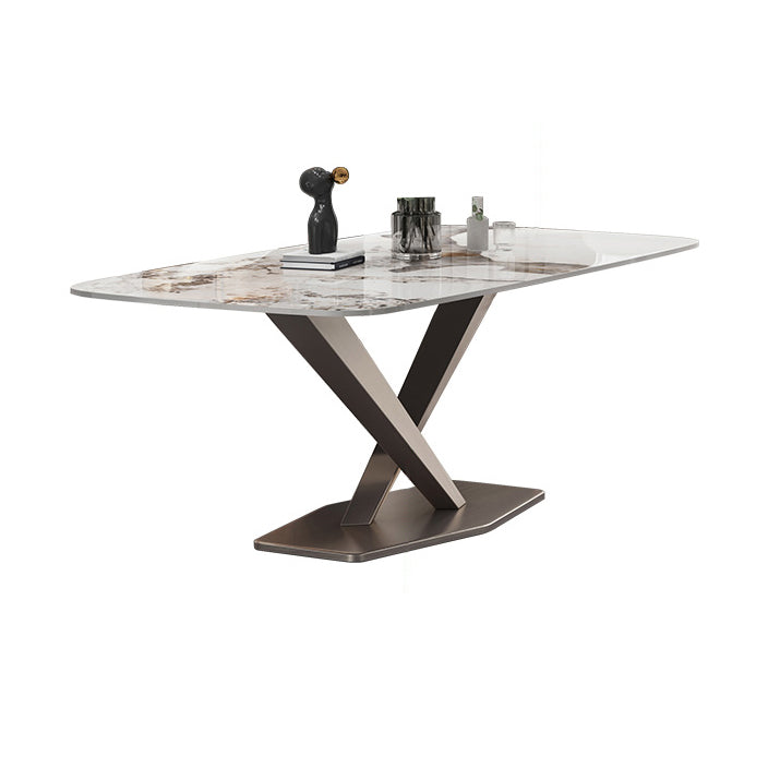 Dining Room Set Contemporary with Sintered Stone Dining Table and Cushion Chairs Clearhalo 'Dining Room Sets' 'Dining Tables & Seating' 'dining_room_set' 'furn' 'furn_dining_room_set' 'Furniture' 'furniture_dining_room_set' 'Kitchen & Dining Furniture' 'kitchen&dining_furn' 'kitchen' 3491574