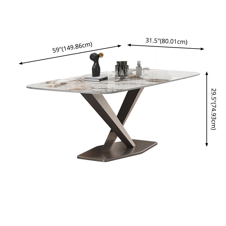 Dining Room Set Contemporary with Sintered Stone Dining Table and Cushion Chairs Clearhalo 'Dining Room Sets' 'Dining Tables & Seating' 'dining_room_set' 'furn' 'furn_dining_room_set' 'Furniture' 'furniture_dining_room_set' 'Kitchen & Dining Furniture' 'kitchen&dining_furn' 'kitchen' 3491581