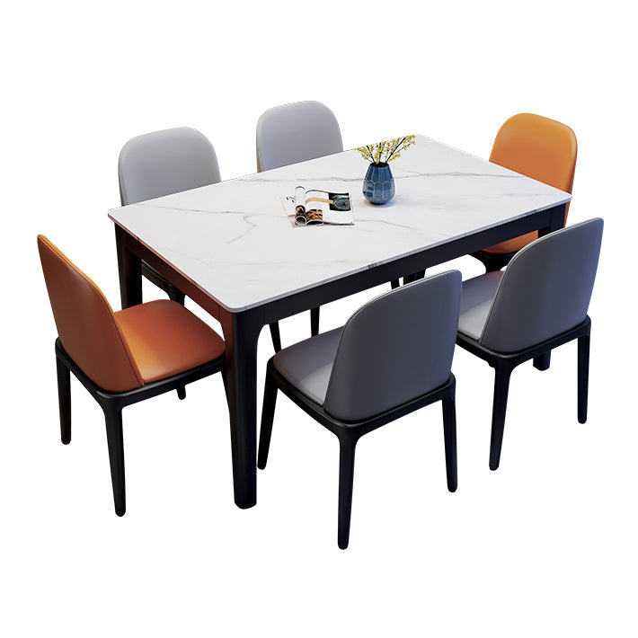 Dining Room Sets Contemporary with Sintered Stone Dining Table and Padded Chairs Clearhalo 'Dining Room Sets' 'Dining Tables & Seating' 'dining_room_set' 'furn' 'furn_dining_room_set' 'Furniture' 'furniture_dining_room_set' 'Kitchen & Dining Furniture' 'kitchen&dining_furn' 'kitchen' 3491602