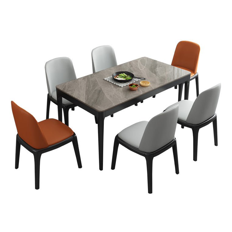 Dining Table Sets Contemporary with Sintered Stone Table and Cushion Chairs Clearhalo 'Dining Room Sets' 'Dining Tables & Seating' 'dining_room_set' 'furn' 'furn_dining_room_set' 'Furniture' 'furniture_dining_room_set' 'Kitchen & Dining Furniture' 'kitchen&dining_furn' 'kitchen' 3491615