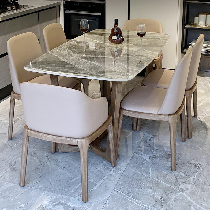 Minimalist Style Table Set with Sintered Stone Table and Upholstered Chairs Clearhalo 'Dining Room Sets' 'Dining Tables & Seating' 'dining_room_set' 'furn' 'furn_dining_room_set' 'Furniture' 'furniture_dining_room_set' 'Kitchen & Dining Furniture' 'kitchen&dining_furn' 'kitchen' 3491634