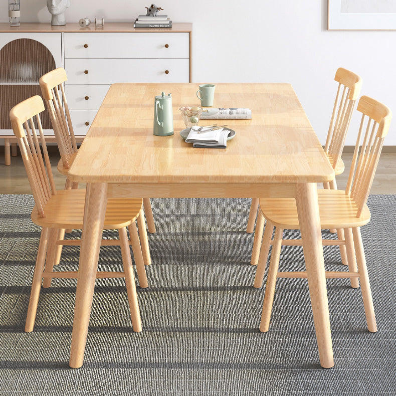 Modern Wood Dining Table Set of 5/7 with Rectangle Table Dining Set with Winsor Chairs 5 Piece Set Clearhalo 'Dining Room Sets' 'Dining Tables & Seating' 'dining_room_set' 'furn' 'furn_dining_room_set' 'Furniture' 'furniture_dining_room_set' 'Kitchen & Dining Furniture' 'kitchen&dining_furn' 'kitchen' 3491660