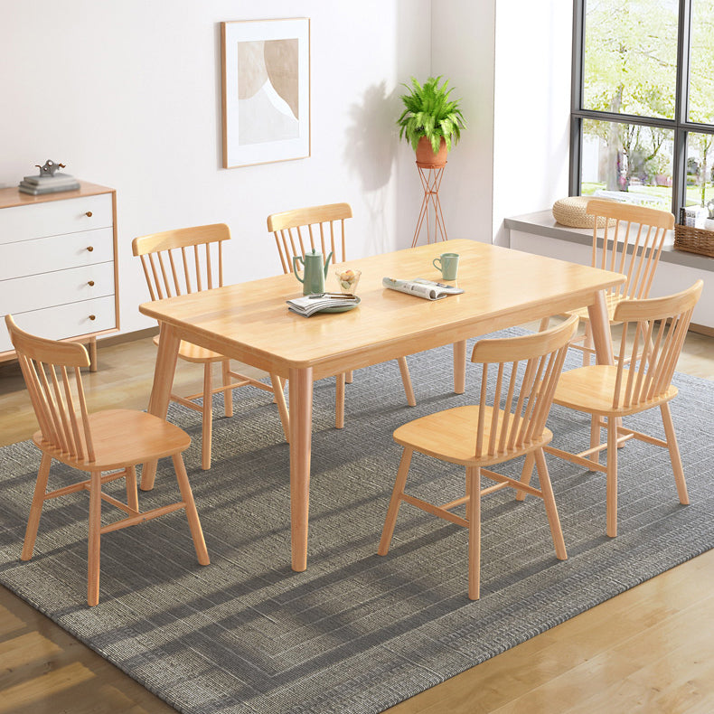 Modern Wood Dining Table Set of 5/7 with Rectangle Table Dining Set with Winsor Chairs Clearhalo 'Dining Room Sets' 'Dining Tables & Seating' 'dining_room_set' 'furn' 'furn_dining_room_set' 'Furniture' 'furniture_dining_room_set' 'Kitchen & Dining Furniture' 'kitchen&dining_furn' 'kitchen' 3491674