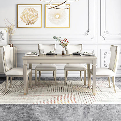 Modern Golden Wood Table Set of 5/7 with Rectangle Table Dining Set with Leather Chairs 5 Piece Set Clearhalo 'Dining Room Sets' 'Dining Tables & Seating' 'dining_room_set' 'furn' 'furn_dining_room_set' 'Furniture' 'furniture_dining_room_set' 'Kitchen & Dining Furniture' 'kitchen&dining_furn' 'kitchen' 3491676