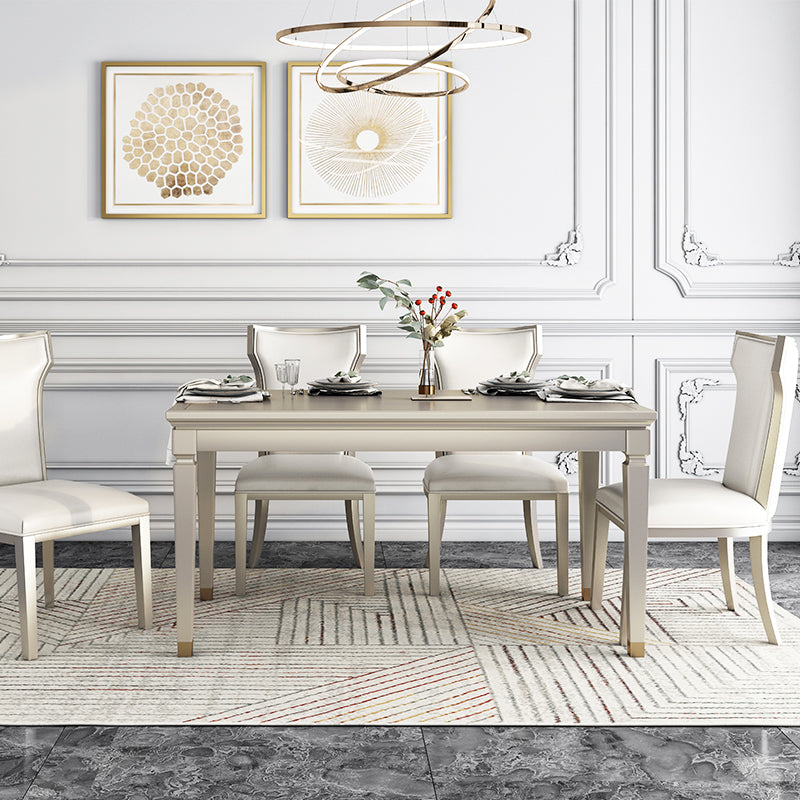 Modern Golden Wood Table Set of 5/7 with Rectangle Table Dining Set with Leather Chairs Clearhalo 'Dining Room Sets' 'Dining Tables & Seating' 'dining_room_set' 'furn' 'furn_dining_room_set' 'Furniture' 'furniture_dining_room_set' 'Kitchen & Dining Furniture' 'kitchen&dining_furn' 'kitchen' 3491677