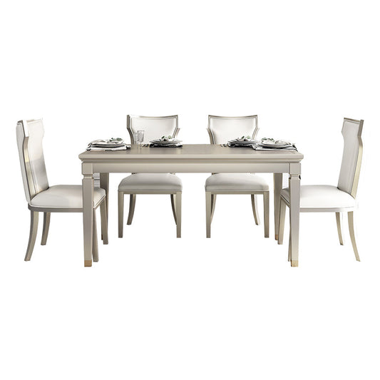 Modern Golden Wood Table Set of 5/7 with Rectangle Table Dining Set with Leather Chairs Clearhalo 'Dining Room Sets' 'Dining Tables & Seating' 'dining_room_set' 'furn' 'furn_dining_room_set' 'Furniture' 'furniture_dining_room_set' 'Kitchen & Dining Furniture' 'kitchen&dining_furn' 'kitchen' 3491679