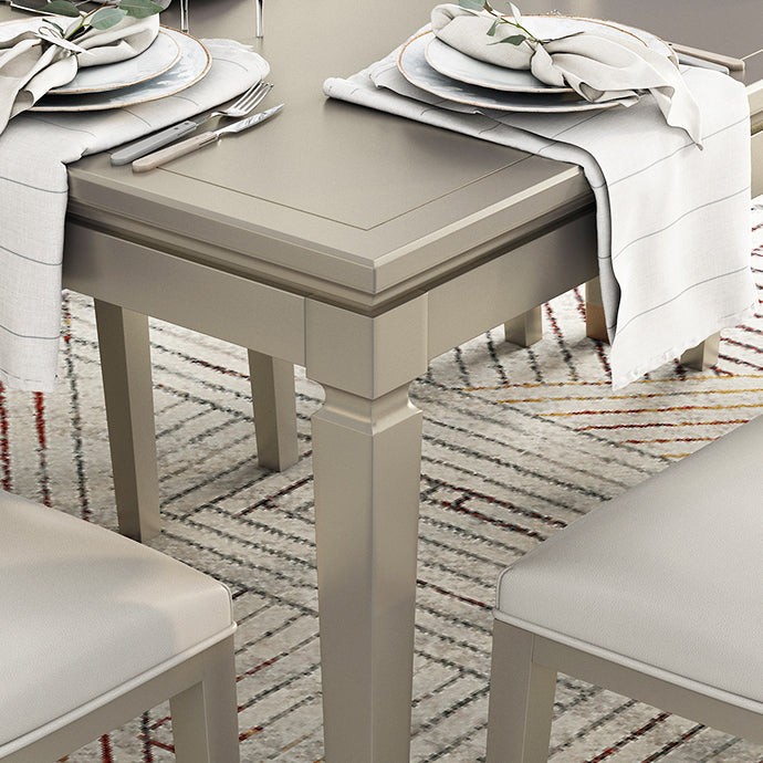 Modern Golden Wood Table Set of 5/7 with Rectangle Table Dining Set with Leather Chairs Clearhalo 'Dining Room Sets' 'Dining Tables & Seating' 'dining_room_set' 'furn' 'furn_dining_room_set' 'Furniture' 'furniture_dining_room_set' 'Kitchen & Dining Furniture' 'kitchen&dining_furn' 'kitchen' 3491680