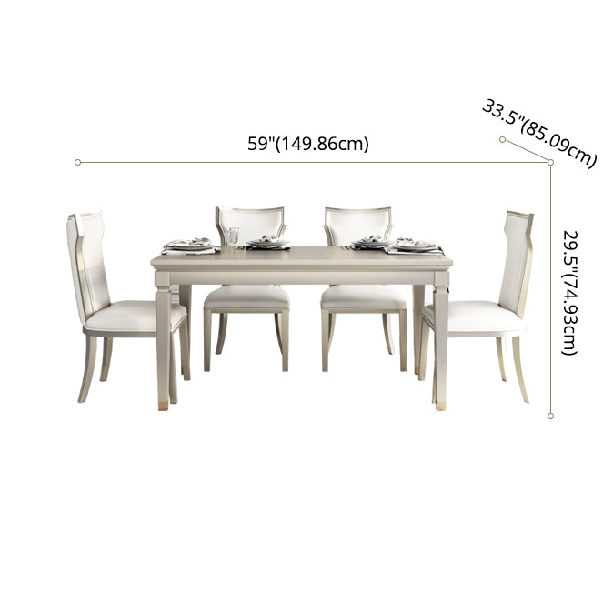 Modern Golden Wood Table Set of 5/7 with Rectangle Table Dining Set with Leather Chairs Clearhalo 'Dining Room Sets' 'Dining Tables & Seating' 'dining_room_set' 'furn' 'furn_dining_room_set' 'Furniture' 'furniture_dining_room_set' 'Kitchen & Dining Furniture' 'kitchen&dining_furn' 'kitchen' 3491682